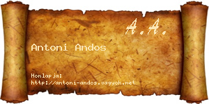 Antoni Andos névjegykártya